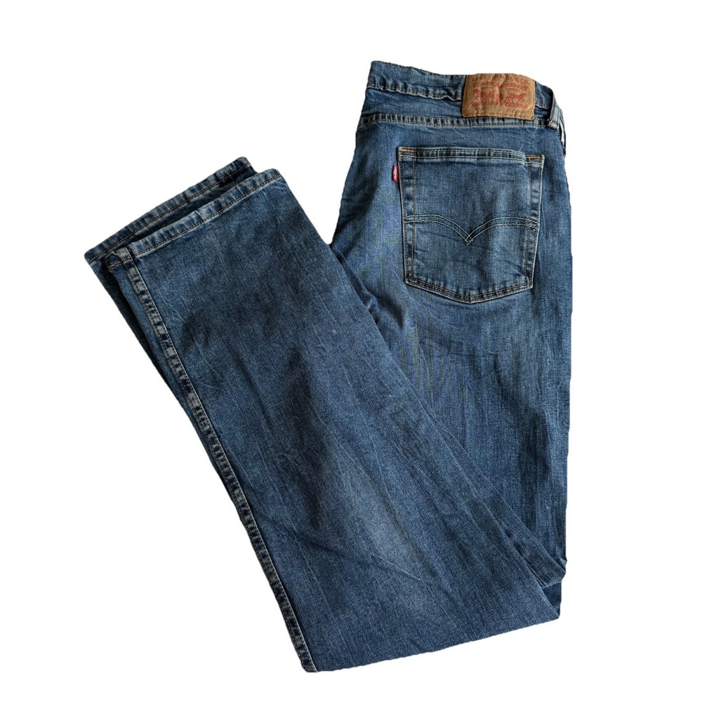 Levi's 514 Jeans Mens 34X32 Blue Cotton Denim Straight‎ Dark Indigo Wash Red Tab